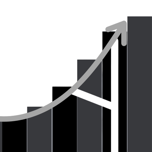 Ascending bar graph emphasized with climbing curve that forms the capital letter ‘A’. Copyright Auspicious Assets 2024.
