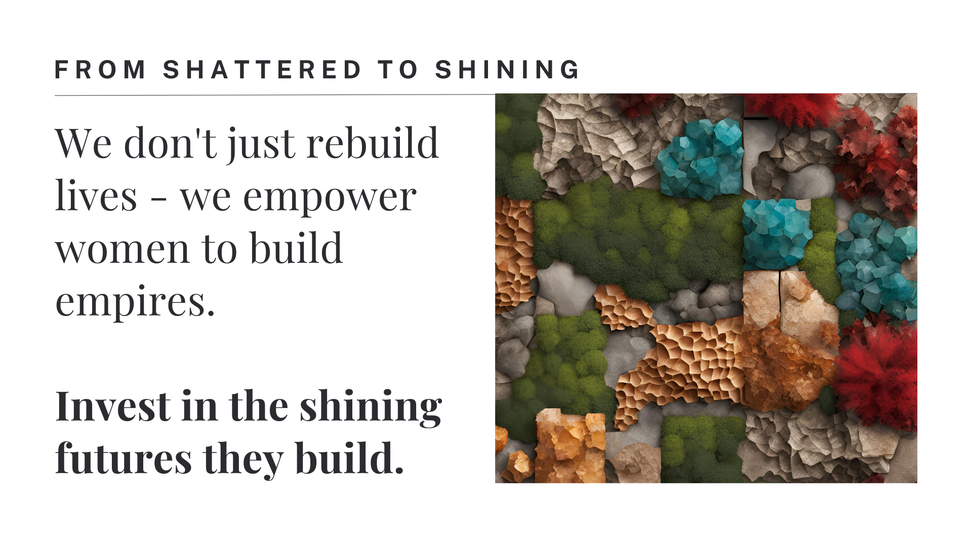 Auspicious Assets Pitch Deck “From Shatter to Shining” Slide