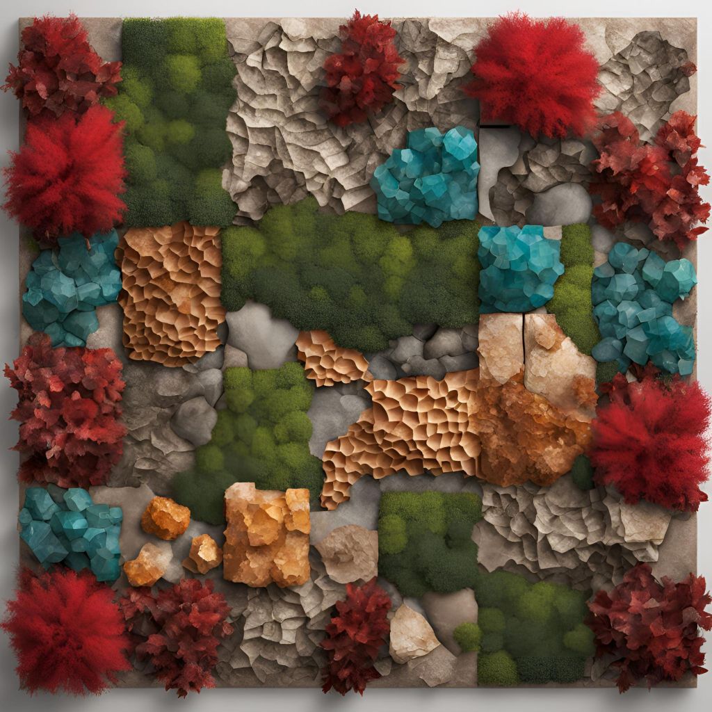 Mosaic made from tiles of varying shapes, sizes, textures, and colors. Copyright Auspicious Assets LLC 2024